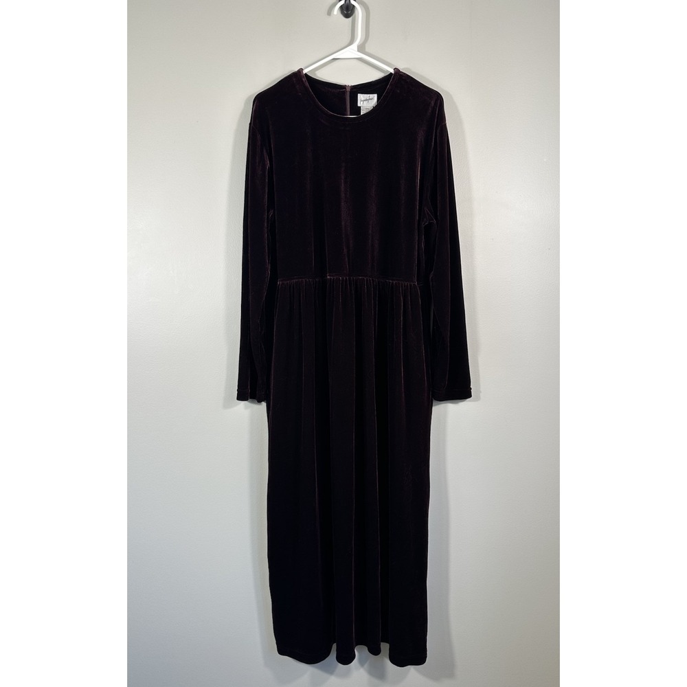 Jacqueline Ferrar Dress Womens 14M Eggplant Purple Velvet Whimsigoth Modest 90s